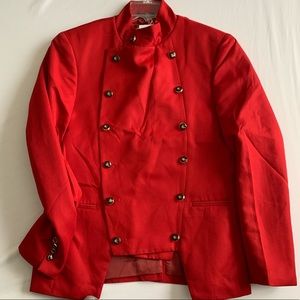 Red military button jacket blazer marine coat